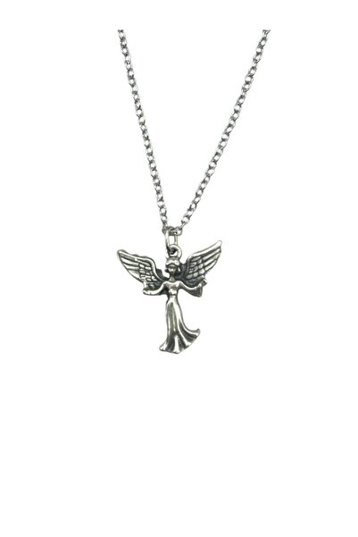 Herşey Nota Unisex Necklace with Winged Angel Figure – Guardian Spirit and El...