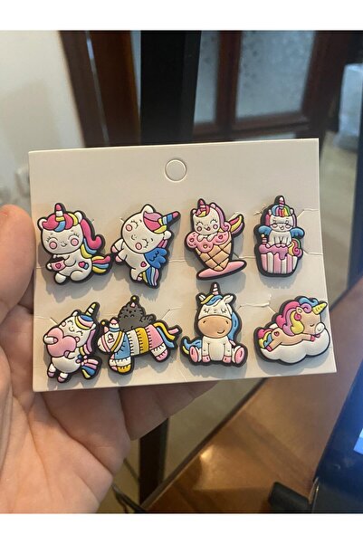 Herşey Nota Unicorn Terlik Süsü Tüm Terlikler Uyumlu Crocs Süsü 8 Adet