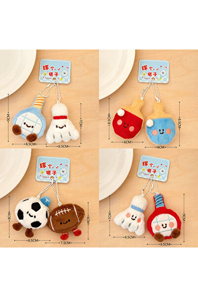 Choice 4 Styles 8PCS 2/8Pcs Racquet Set, Doll Pendant, Cute Plush Toy Pendant...