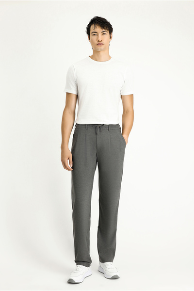 Kiğılı Regular Fit Standard Cut Elastic Waist Drawstring Pleated Trousers