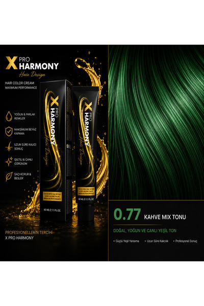 X Pro Harmony Tüp Boya 0.77 Green / Anti Red Yeşil / Kırmızı Azaltıcı Saç Boy...