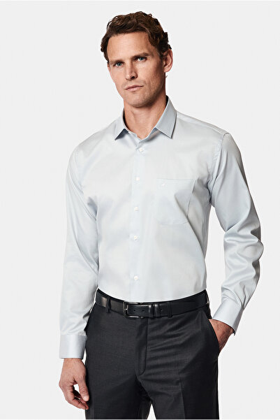 Abdullah Kiğılı Long Sleeve Classic Pocket Non Iron Satin Cotton Shirt