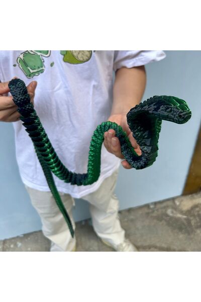 choice2 90cm 35.43in Green and black 3D printed cobra statue, Flexible 3D Pri...