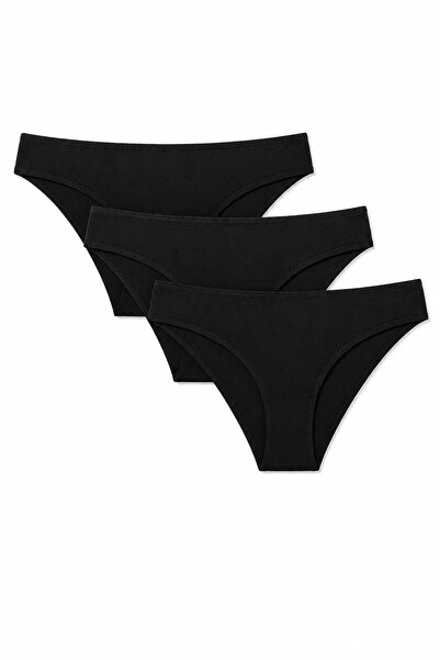 Ka Art Gallery 3-Pack Sli̇p. Premium Cotton Basic Normal Waist Panties. Black