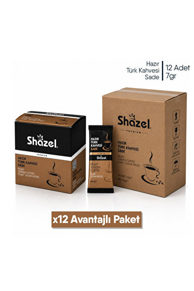 Shazel Hazır Türk Kahvesi Sade - 7 gr. (12 adet x 12 kutu) 144 Adet