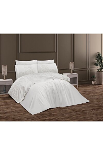 PERCARVİN HOME COLLECTİON Nida Pamuksaten 6 Parça Çift Kişilik Taşlı Pullu Gü...
