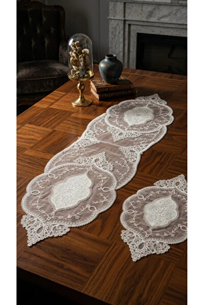 homease Marie Luxury French Lace Guipure 3-Piece White Living Room Set Luxury...