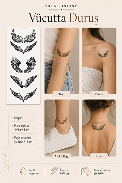 TATTOO TEMPORARY Trendonline Melek Kanadı Geçici Dövme