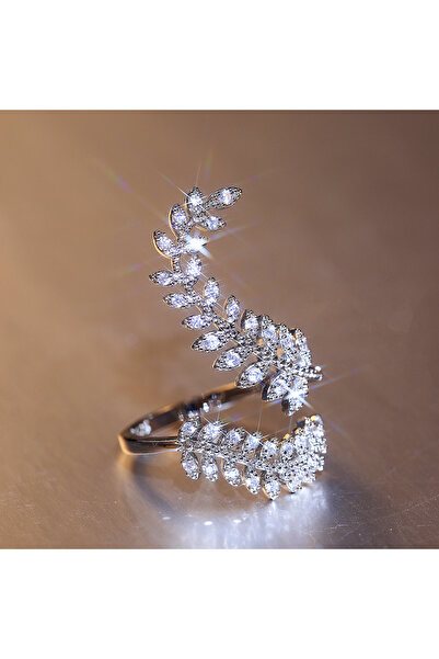Choice resizable F291 Huitan Graceful Leaves Both End of Open Ring Silver Col...