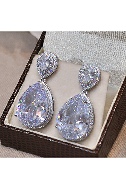 Choice E2274 Huitan High-quality Women's Earrings with Big Water Drop Cubic Z...