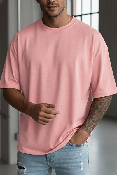 Teenage Millionaire Férfi Salmon Basic Plain Nyomatlan Oversize Salas póló