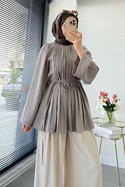 MELEK ARAZ Τουνίκ με μανίκι βολάν με λεπτομέρεια σε τον μπροστινό μέρος - Mink