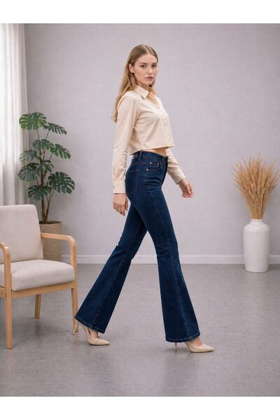 Rosita Women's High Waist Lycra Ultra Flexible Flared Jean