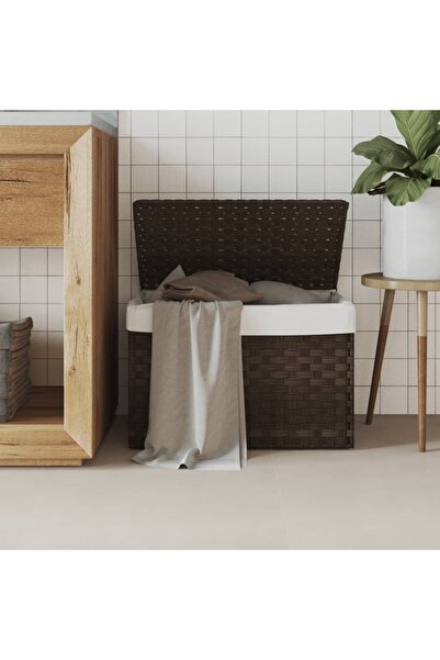 vidaxl Καλάθι Πλυντηρίου με Καπάκι Σκ. Καφέ 55,5x35x34εκ.