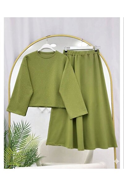 VOLT CLOTHİNG Shimmering Combed Cotton Skirt Women's Suit