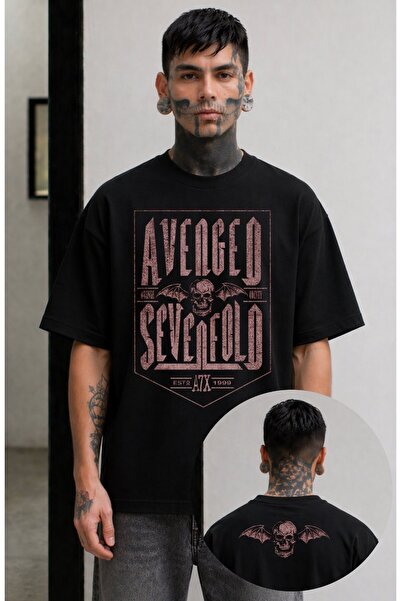 Fuddy Moda Tricou unisex Avenged Sevenfold EST A7X 1999 cu imprimeu pe spate,...