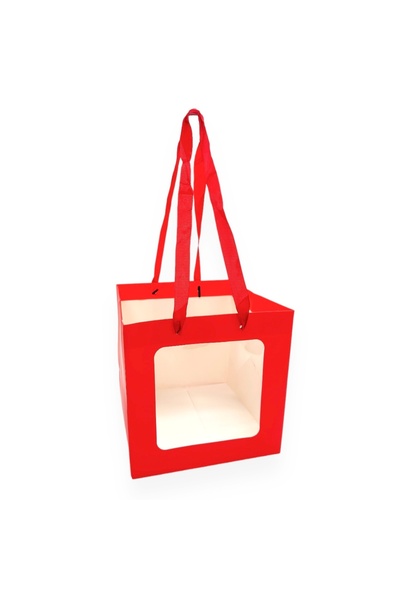 AFO Σετ 10 Διαφανών Τετράγωνων Κόκκινων Τσαντών