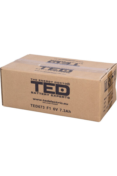 TED Electric Acumulator Stationar AGM VRLA Etans 6V 7.3A F1 T1, Dimensiuni 151mm x 34mm x h94mm