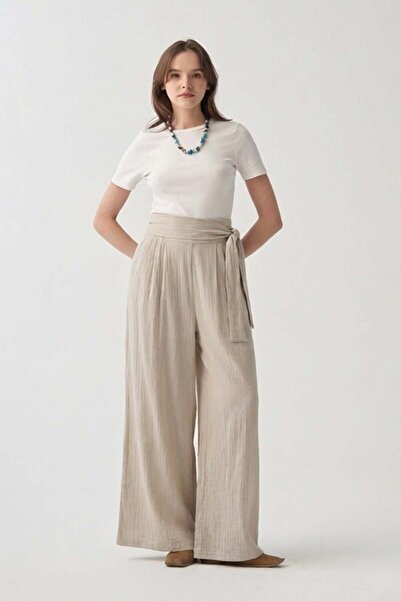 ALLDAY Παντελόνι μουσελίνας με λεπτομέρεια δεσίματος στη μέση