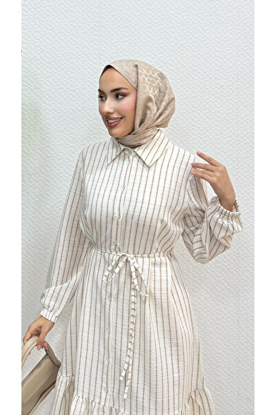 Moda Gazel çizgili fırfırlı gölmek