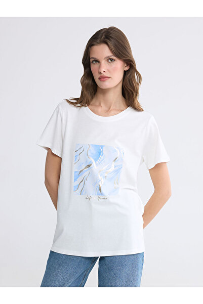 LC Waikiki Lcw Everydaywhite Crew Neck Printed Women's T-Shirt