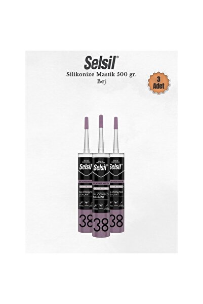 Selsil Silikonize Bej Mastik 500 Gr. 3 Adet