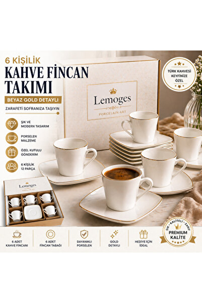 arev Lemoges 6 kişilik fincan set / Türk kahvesi fincan seti