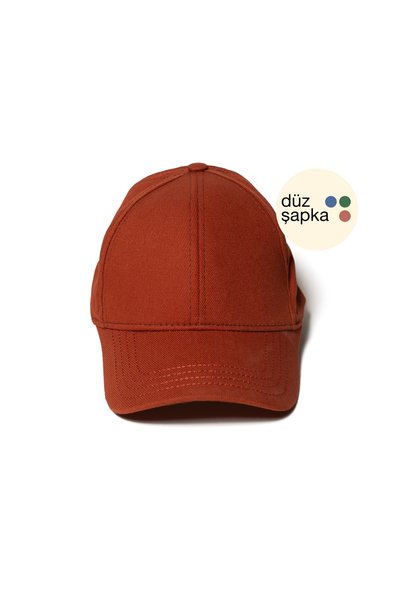 düz şapka studio Flat Hat |   Kiremit Gabardin Kep Hat - Minimalist, Without Logo and Text
