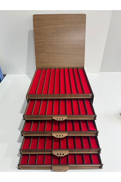 DİĞER1111 3 mm mdf 4 çekmeceli Takı Tesbih Kutusu