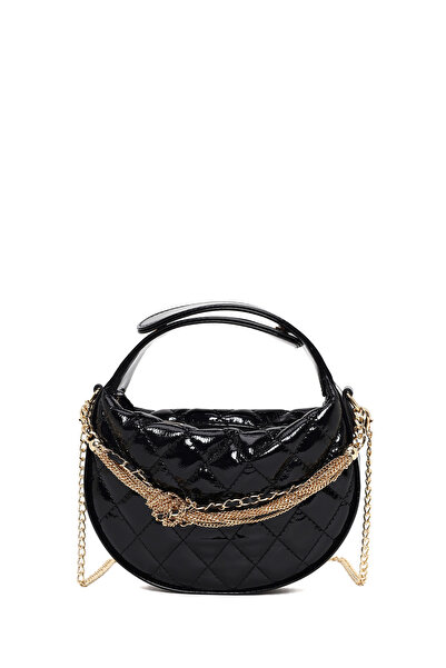 Derimod Γυναικεία μαύρη τσάντα με μακρύ λουράκι και καπιτονέ μίνι βραδινό φόρ...