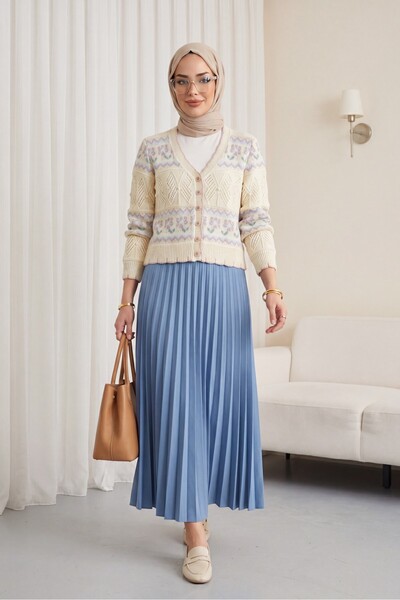 Modamorfo Ζακέτα πλεκτή διάτρητη με σχέδιο πεταλούδας και πολύχρωμα κουμπιά -...