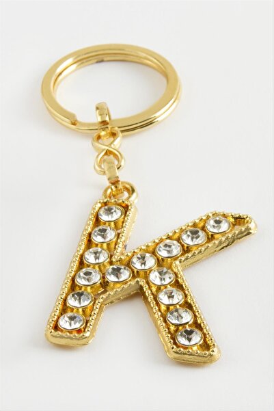 ZERO LAND Gldisptm Yellow Colored Stone (91343) Letter Keychain-K