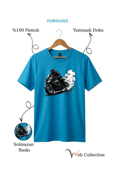 WİDİ Μπλουζάκι Unisex με σχέδιο Racing Motor Drift, 100% βαμβάκι, κανονική εφ...