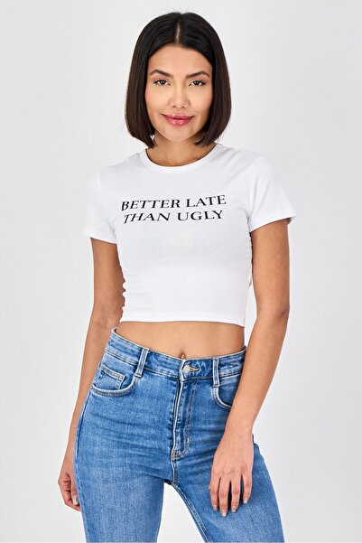 Don't Call Me Jennyfer Women Crew Neck Short Sleeve Graphic Print T-Shirt, White