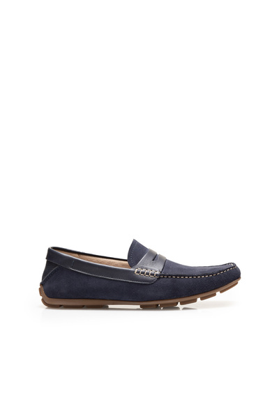 UrbanShoes Mocasini bărbați din piele naturală, Leofex - 192 Albastru Velur