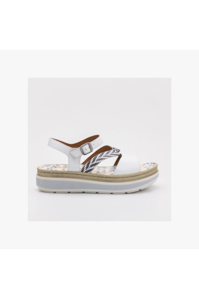 UrbanShoes Sandale dama cu talpa groasa din piele naturala - 488 alb box