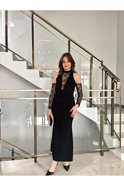 Sude Kızanlıklı Rochie cu detalii din dantelă și accesorii pentru mâneci
