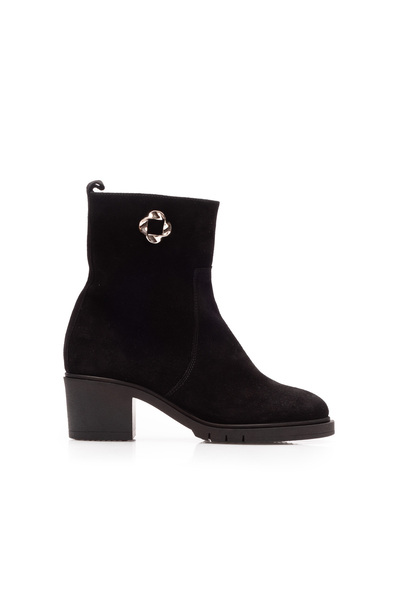 UrbanShoes Women's Genuine Leather ankle boots, Leofex - 011 Black Suede