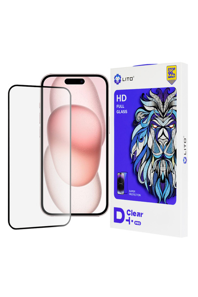 Lito Protective film for iPhone 15, Transparent; Shockproof; Full Glue, black