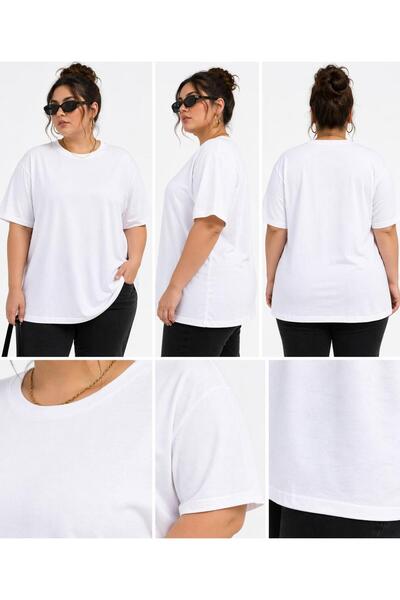 vovido Women's Plus Size Basic White T-Shirt – Oversize Comfortable Fit Zero ...