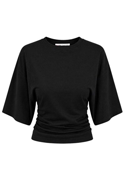 Mixray 2102 Γυναικείο μπλουζάκι με λεπτομέρειες από κορδόνια περίσφιξης, μαλα...