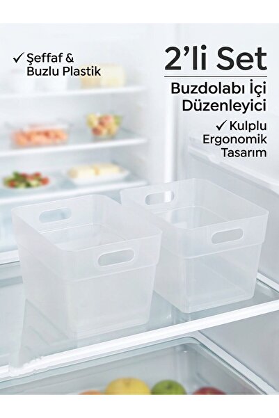 HB LİFE Buzdolabı İçi Düzenleyici Mini Saklama Kabı Şeffaf Organizer Sebze Me...