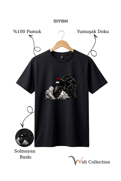 WİDİ Tricou unisex cu efect de fum, 100% bumbac, croială normală, Motor Tire ...