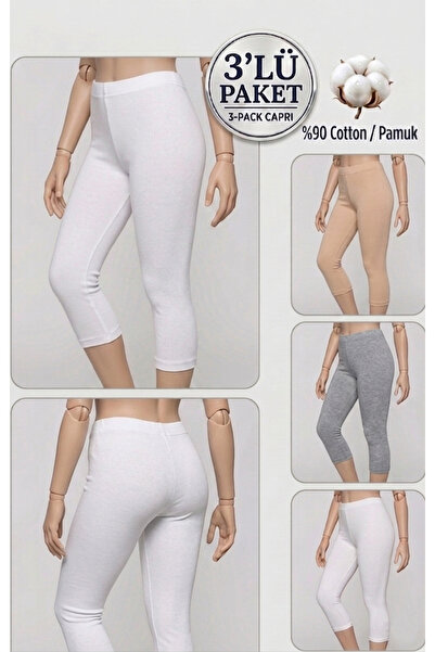 Altınay 3-Pack Plus Size Cotton Women's Leggings High Waist Capri Comfortable...