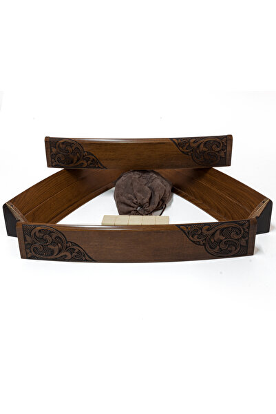 Helena Wood Art Otantik Motifli Ahşap Oval Okey Takımı