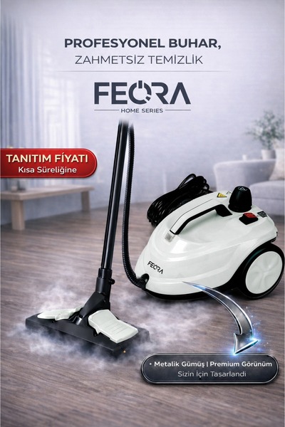 FEORA 2000W 5 Bar Çok Amaçlı Buharlı Temizleyici 2L Çelik Kazanlı