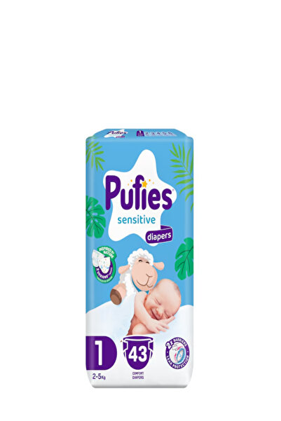 Pufies Ευαίσθητες Πάνες, μέγεθος 1 Νεογέννητο, 43 τεμάχια, 2-5 κιλά, Συσκευασ...