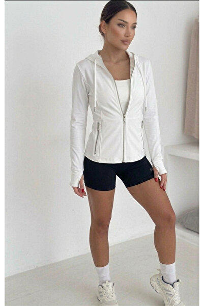 MAİMODA Kadın Kapüşonlu Modal Aktif Ceket Parmak Geçirmeli / Women’s Hooded M...