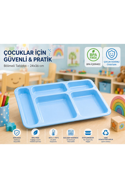 İstanbul Horeca Unbreakable Polycarbonate Children's Table D'Hote 24X36 cm Bl...