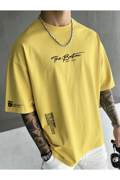 COHERENT Unisex Men/Women Boston Custom Printed Oversize Cotton T-Shirt